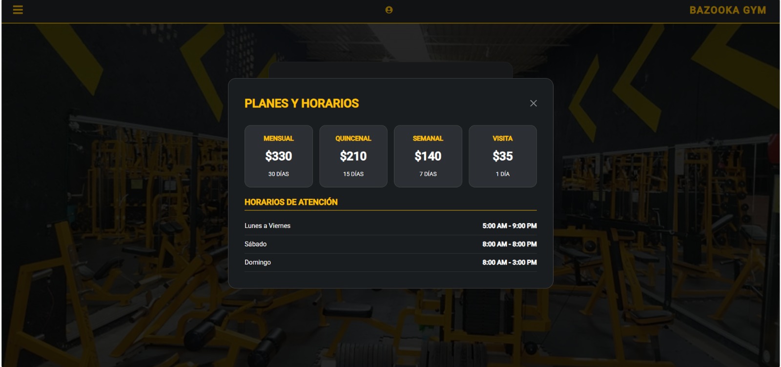 Planes y Horarios Bazooka Gym